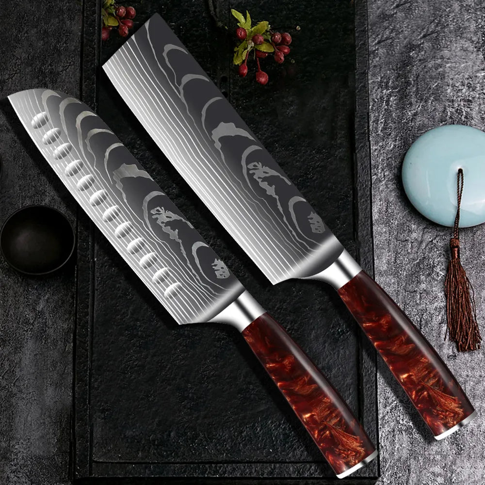Hand Forged 67 Layers Resin Chef Knife Set
